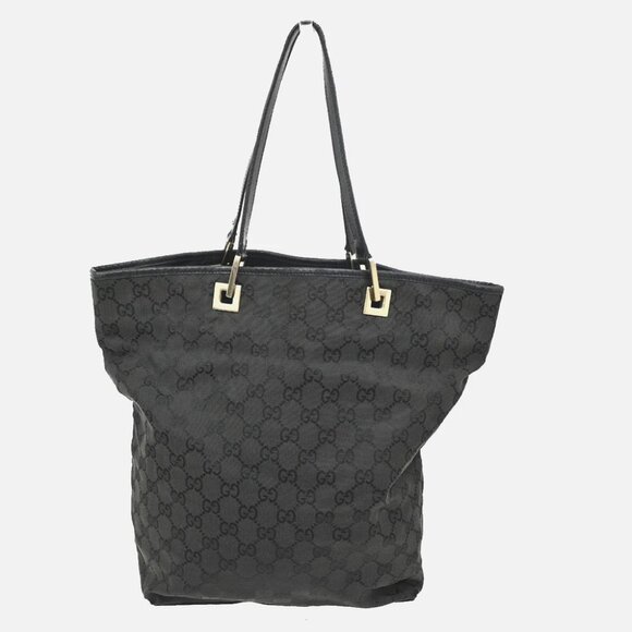 GUCCI GG Canvas Shoulder Tote Bag Leather canvas Black GHW Italy - Picture 1 of 15